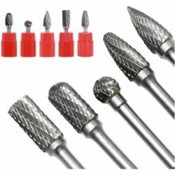 ALMI 5PCS 6mm Tige Fraise De Coupe Rotative En Carbure De Tungstène Pour Bricolage Travail Du Bois, Sculpture Sur Métal, Polissage, Gravure, Perçage Diamètre De Coupe 10mm