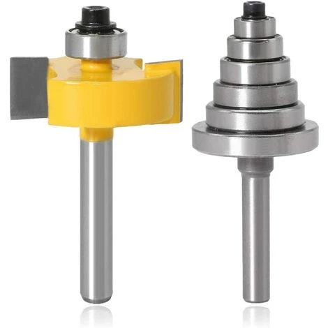 FLYME Ensemble De Fraises à Rainurer à Tige De 1/4 Po Couteaux à Rainurer Pour Le Travail Du Bois Avec 6 Roulements Avec Roulements Interchangeables 1/8", 1/4", 5/16", 3/8", 7/16", 1/2"