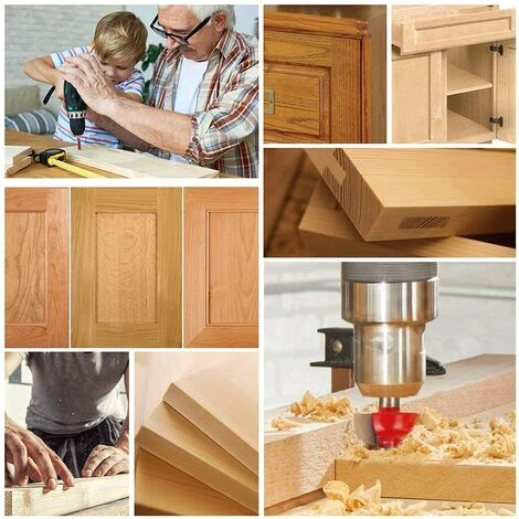 LEDMOMO Fraises Defonceuse 6.35mm. Coffret De 15 Fraises Tige De 6.35mm 1/4", Coupe-outils Pour Travail Bois à Pointe En Carbure De Tungstène, Tige Forets En Acier Forgé â Image 5