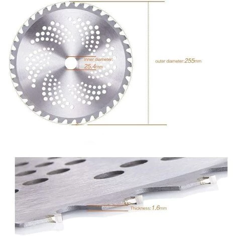 TANABATA 10 Pouces Lame De Scie à Bois Circulaire 40 Dents 25,4 Mm Avec Pointe De Carbure Disques De Roue Jardin Herbe Brosse Strimmer Trimmer Weed Coupe Outil De Puissance – Image 3
