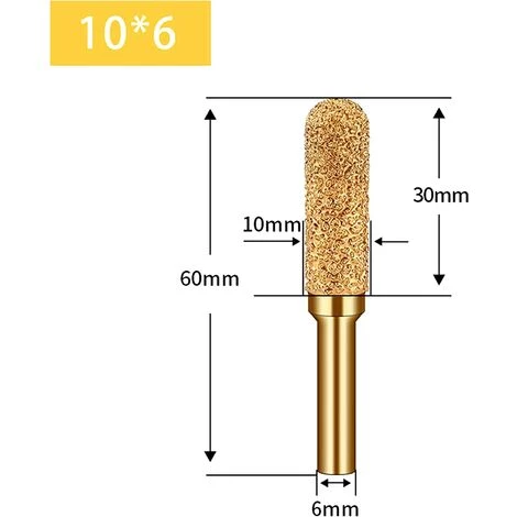 CHANCEY Diamant Tête De Meulage Fraises De Toupie - Tige De 6mm Fond Rond Métal Bits De Routeur Garniture Bavures Outils De Sculpture Pour Fonte/Acier Inoxydable/Tuiles/Marbre/Pierre (10mm)SEMAket,or – Image 2