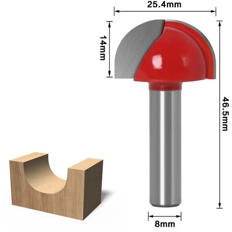 FR-LIFE Fraise à Fond Rond Bois, BR-Vie 5PCS Router Bits 8mm Tige 12/16/ 19/22/25mm Fraise à Gorges Carbure Queue Fraise à Rainurer Pour Défonceuse Outil De Coupe Bit De Routeur – Image 4