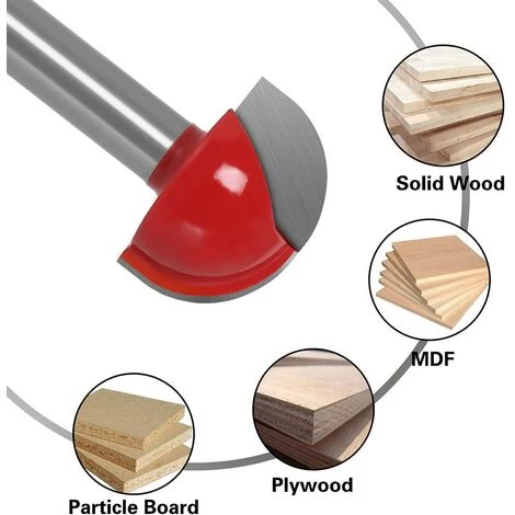 FR-LIFE Fraise à Fond Rond Bois, BR-Vie 5PCS Router Bits 8mm Tige 12/16/ 19/22/25mm Fraise à Gorges Carbure Queue Fraise à Rainurer Pour Défonceuse Outil De Coupe Bit De Routeur – Image 5