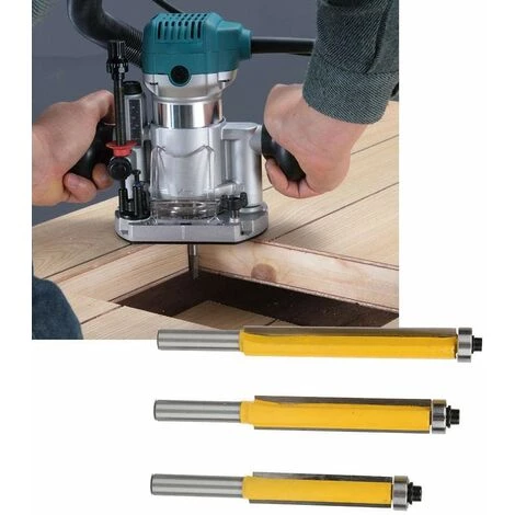 AIDUCHO 1Pcs 8mm Tige Fraise à Affleurer à Roulement, Fraise à Copier Avec Roulement Supérieur, Extra-longue Fraise à Bois - 8*1/2*63.5 – Image 3