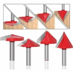 ALMI 6Pcs Fraise à Rainurer Droit En V, 60° 90° 120°, Queue De 8mm, Fraise à Bois 3D En V Fraise à Graver CNC