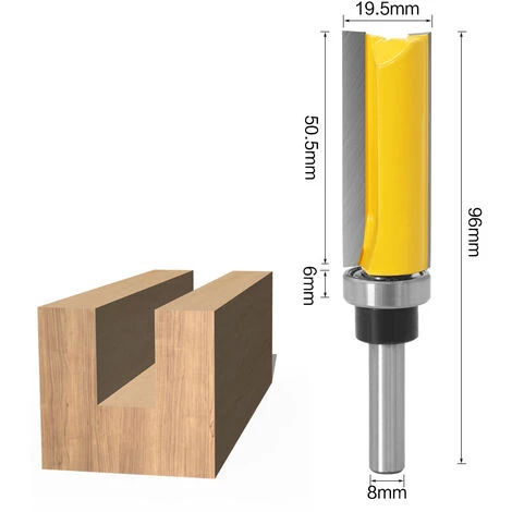 CHANCEY 8mm Tige Fraise à Bois Set, 2 Pièces Allongé Mèches Carbide Ensemble De Bits De Routeur De Modèle De Motif De Finition Embout De Garniture Affleurante à Queue De,SEMAket â Image 3