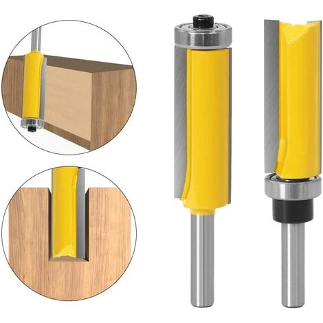 CHANCEY 8mm Tige Fraise à Bois Set, 2 Pièces Allongé Mèches Carbide Ensemble De Bits De Routeur De Modèle De Motif De Finition Embout De Garniture Affleurante à Queue De,SEMAket â Image 4