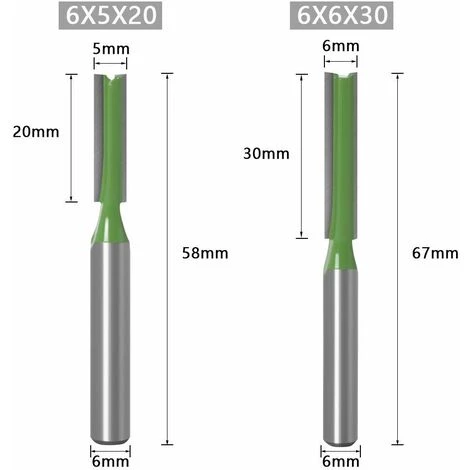 CHANCEY 7pcs Tige De 6mm Fraise à Défoncer Fraise Droite Avec Tranchants En Carbure Fraise à Menuiserie Outil De Woodworking Cutter,SEMAket â Image 4