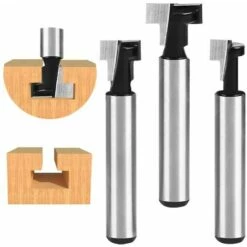 LYCXAMES Fraise En Rainure En T 8mm, Routeur à Rainure En T Forme Routeur Bits, 3Pcs (7.94/9.52/12.7mm) Queue De Fraise Avec Lame Fraises à Bois Pour Outils électriques Outil De Menuiserie