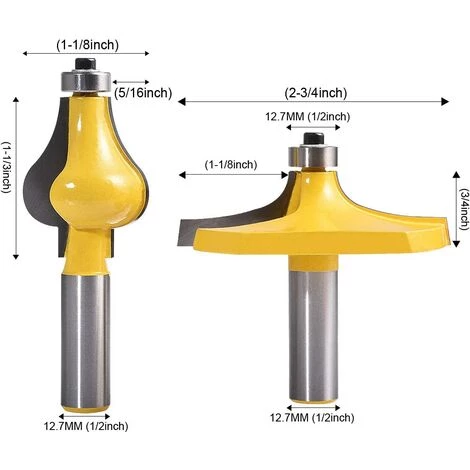 Cisea 2pcs Handrail Router Bit Set - Standard/Flute Moulding Cutter - 1/2 '' Shank For Staircase & Rampes Handrails – Image 2