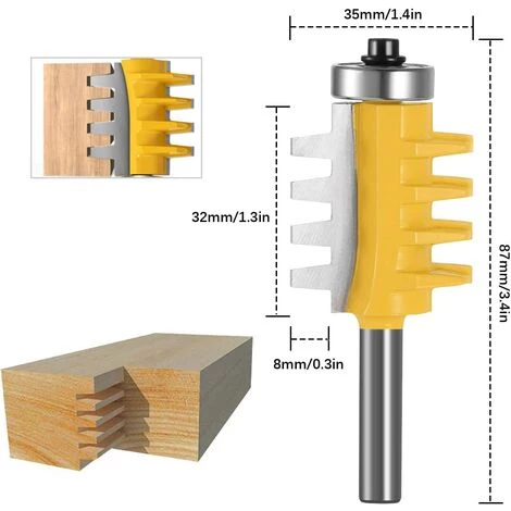 Cisea 8 Mm Shank Rail Finger Réversible Joint Router Colle Bit Cône Tenon Fraises Pour Le Travail Du Bois Outils Carpenter – Image 2