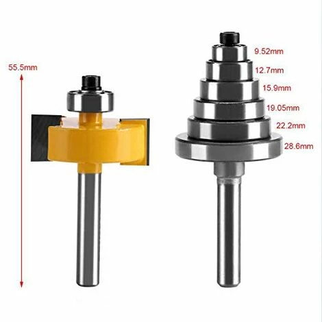 TOPHOMER Fraise De D¨¦fonceuse Outil Menuserie 1/2"H Shank Bit Avec 6 Ensemble Roulements Pour Plusieurs Profondeurs 3/8 '' 3/8 ''5/8 ''3/4 ''7/8 ''1-1/8 '' Outil De Menuiserie – Image 2