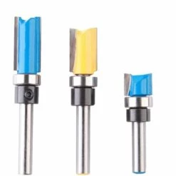 HEGUYEY Fraise Defonceuse Droite, 3PCS 1/4" Mèches De Routeur En Bois De Carbure, D'embouts Toupie à Finition Affleurante à Motif, Outil De Fraise Avec Roulement Supérieur Pour Menuisier Bricolage