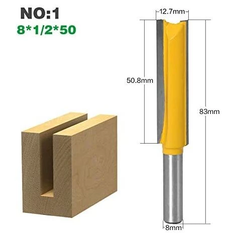 HEGUYEY 3pcs 8mm Flush Trim Router Bits Extra Long Mèches Carbide Router Bits à Bois Fraise à Menuiserie Outil De Woodworking Cutter Lame 50mm 63mm 76mm – Image 3
