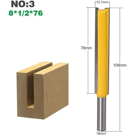 HEGUYEY 3pcs 8mm Flush Trim Router Bits Extra Long Mèches Carbide Router Bits à Bois Fraise à Menuiserie Outil De Woodworking Cutter Lame 50mm 63mm 76mm – Image 5