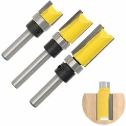 HEGUYEY Pour Affleurer Droite Carbure,Lot De 3 Fraises à Affleurer Avec Tige De 6 Mm, Fraise à Rainurer, Fraise à Bois, Alliage De Mèche De Routeur De Garniture Affleurante Pour La Maison