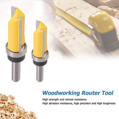 HEGUYEY Pour Affleurer Droite Carbure,Lot De 3 Fraises à Affleurer Avec Tige De 6 Mm, Fraise à Rainurer, Fraise à Bois, Alliage De Mèche De Routeur De Garniture Affleurante Pour La Maison â Image 3