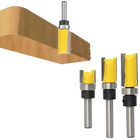 HEGUYEY Pour Affleurer Droite Carbure,Lot De 3 Fraises à Affleurer Avec Tige De 6 Mm, Fraise à Rainurer, Fraise à Bois, Alliage De Mèche De Routeur De Garniture Affleurante Pour La Maison â Image 4