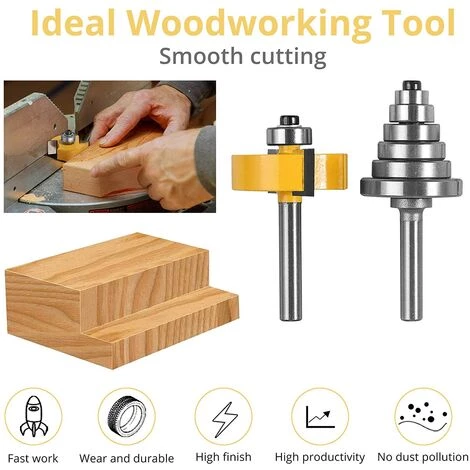 8mm Fraise De Défonceuse à Feuillure Routeur , Bit Avec 6 Ensemble Roulements Pour Plusieurs Profondeurs 28,6 Mm, 22,2 Mm, 19,05 Mm, 15,9 Mm, 12,7 Mm, 9,52 Mm Outil De Menuiserie,1 Jeu 56Vingt â Image 4