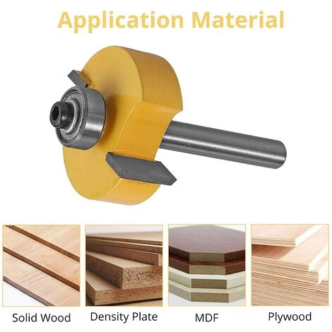 8mm Fraise De Défonceuse à Feuillure Routeur , Bit Avec 6 Ensemble Roulements Pour Plusieurs Profondeurs 28,6 Mm, 22,2 Mm, 19,05 Mm, 15,9 Mm, 12,7 Mm, 9,52 Mm Outil De Menuiserie,1 Jeu 56Vingt â Image 5