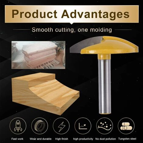 MèREÉTERNEL Fraise Horizontale Pour Toupie, Fraise Pour Chape, Petite Toupie Avec Tige De 8mm (tige De 8mm, Largeur De 1-3/4", Rayon De 1.65") Ternel â Image 3