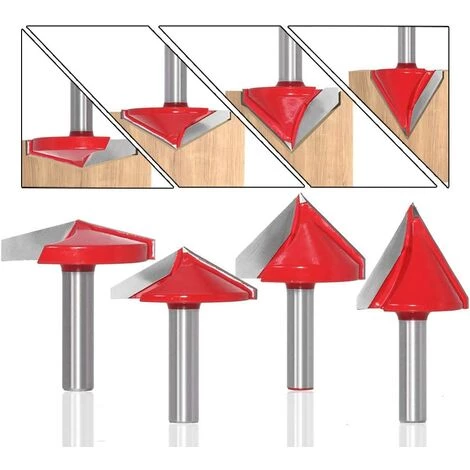 MèREÉTERNEL 6Pcs Fraise à Rainurer Droit En V, 60° 90° 120°, Queue De 8mm, Fraise à Bois 3D En V Fraise à Graver CNC Ternel
