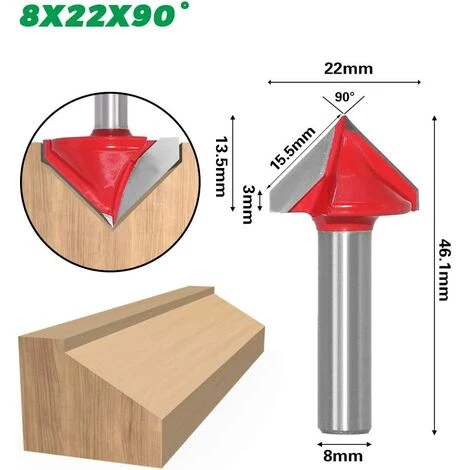 MèREÉTERNEL 6Pcs Fraise à Rainurer Droit En V, 60° 90° 120°, Queue De 8mm, Fraise à Bois 3D En V Fraise à Graver CNC Ternel – Image 3