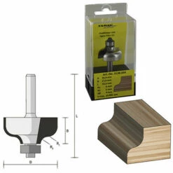 FAMAG Fraise à Doucine D. 34,9 Mm Ht. 17,5 Mm R6°/5° Lt. 55,6 Mm Queue 8 Mm + Roulement à Billes