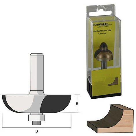 FAMAG Fraise à Rayon Convexe D. 12 Mm Ht. 12 Mm Lt. 44 Mm Queue 8 Mm + Roulement à Billes